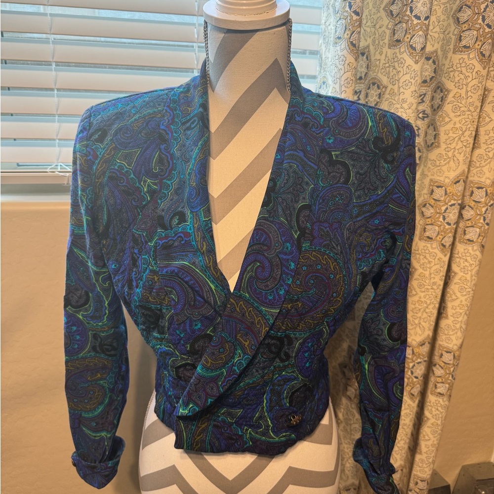 Vintage Paisley Cropped Blazer